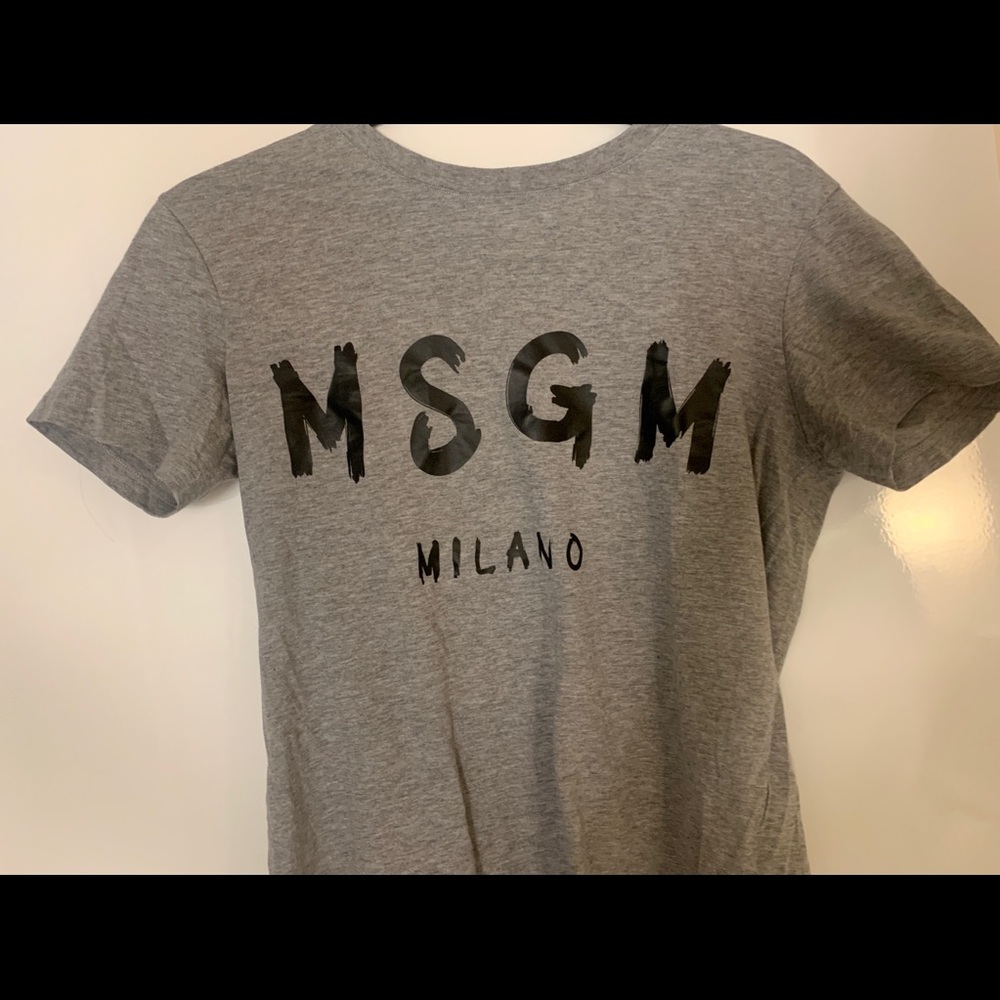 MSGM Grey Milano Logo T-Shirt - Small